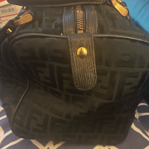 Fendi - Black Zucca Canvas & Leather Satchel, with Lock & 2 Keys - Picture 4 of 6